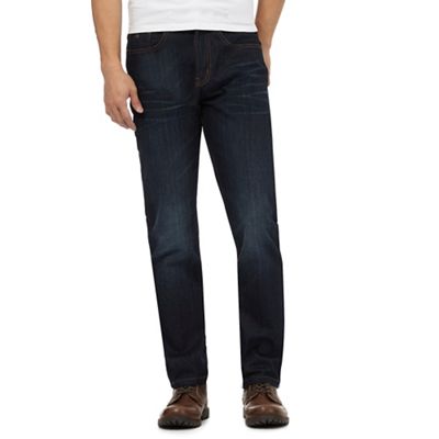 Navy mid wash straight fit jeans